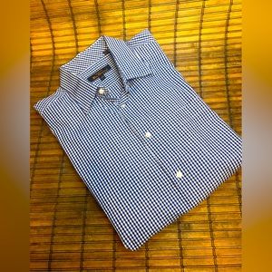 Ben Sherman Long Sleeve Blue/White checkered Shirt Size 16 34-35